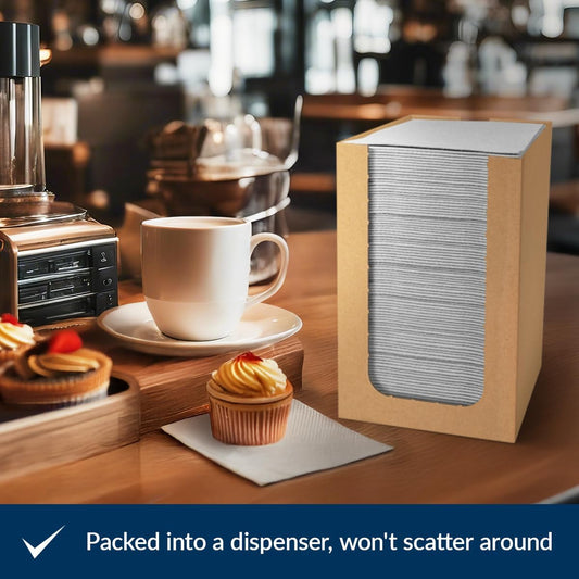 PAW - 100-Pack Disposable Linen-Feel Cocktail Napkins 4" x 4", White Premium Paper Desert Napkins for Parties, Events, Elegant Cloth-Like Beverage Napkins For Bars, Restaurants, Catereres