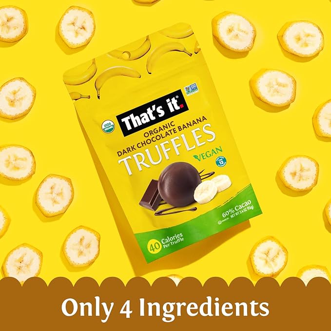 That's it Organic Dark Chocolate & Banana Truffles. 100% Plant-Based, Vegan, Gluten-Free, All Natural (3 Pack)