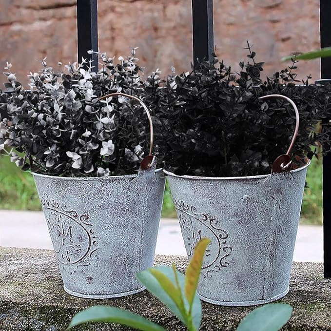 RECUTMS Black Artificial Flowers, 12 Pcs Fake Outdoor UV Resistant Plants Faux Plastic Greenery Shrubs Indoor Outside Hanging Planter Flower Decoration, Garden Decor (Black)