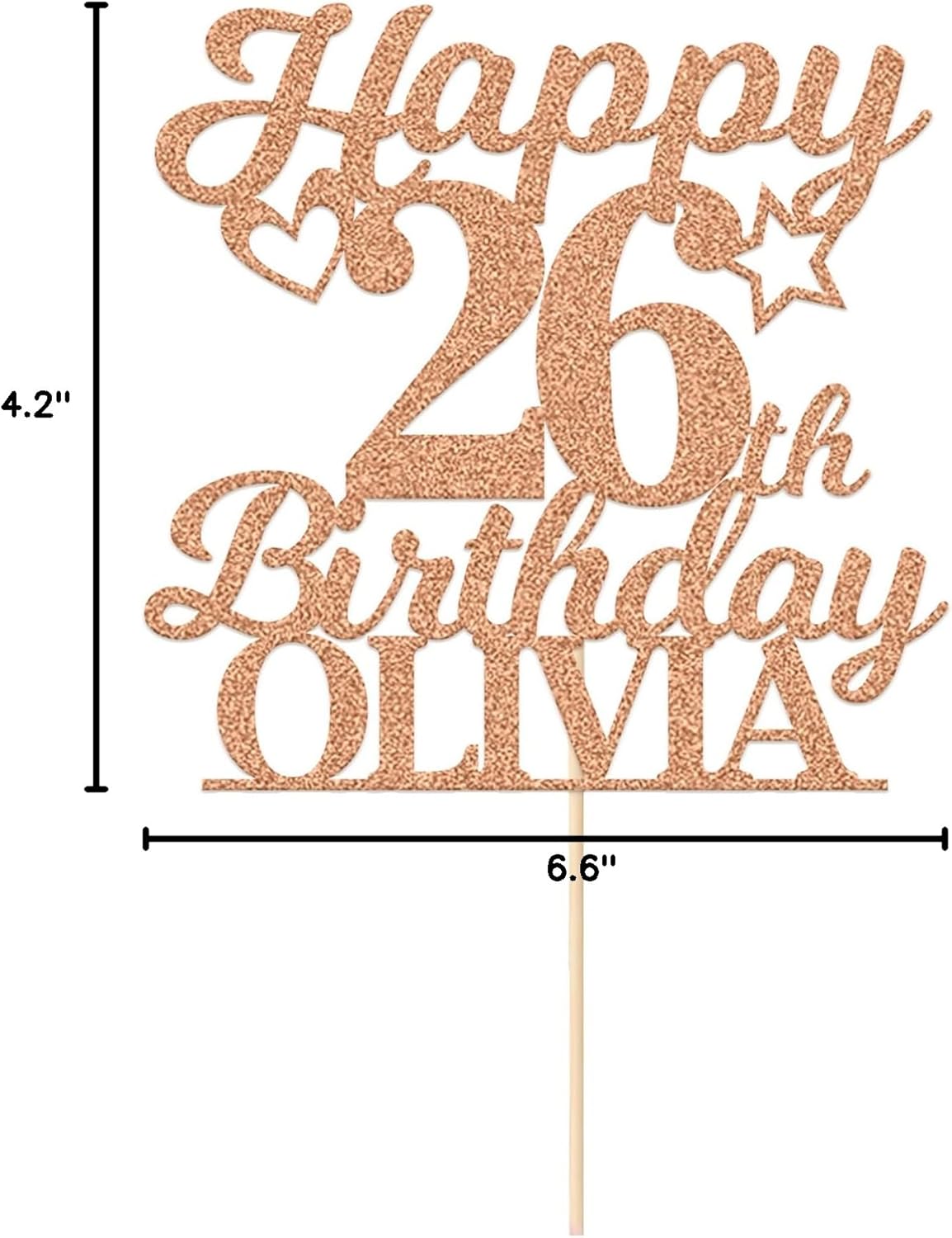 Personalized Happy Birthday Cake Toppers Birthday Cake Topper Gifts for Women Men Custom Glitter Cake Toppers with Any Name & Age for 18th 21st 30th 40th 50th 60th Cake Decorations (Rose Gold)