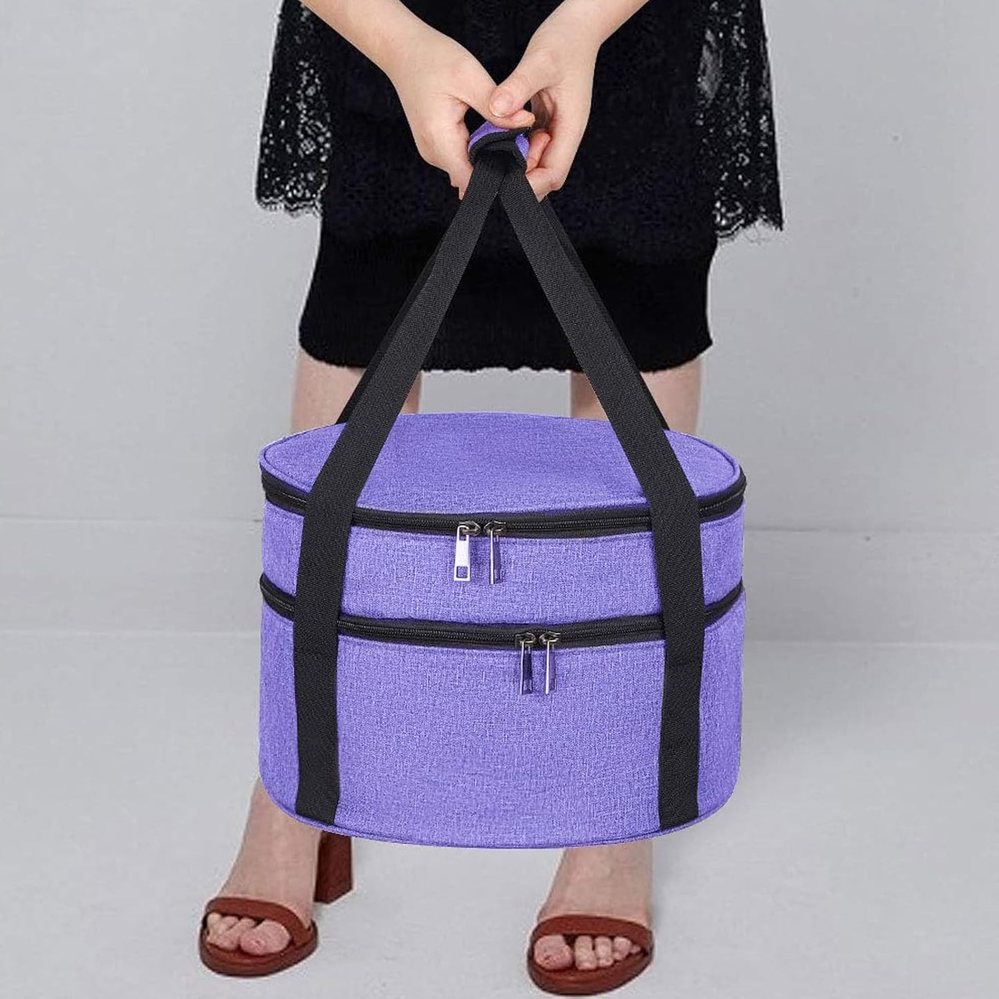 Insulated Double Decker Casserole Carrier - Hot & Cold Food, Pie & Salad Bowl Holder - Perfect for Parties & Picnics