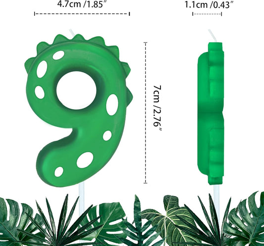 Number Birthday Candles(9 Candle Green) Dinosaur Shape Number Happy Birthday Cake Candles for Dinosaur Birthday Party Decoration Reunions Theme Party