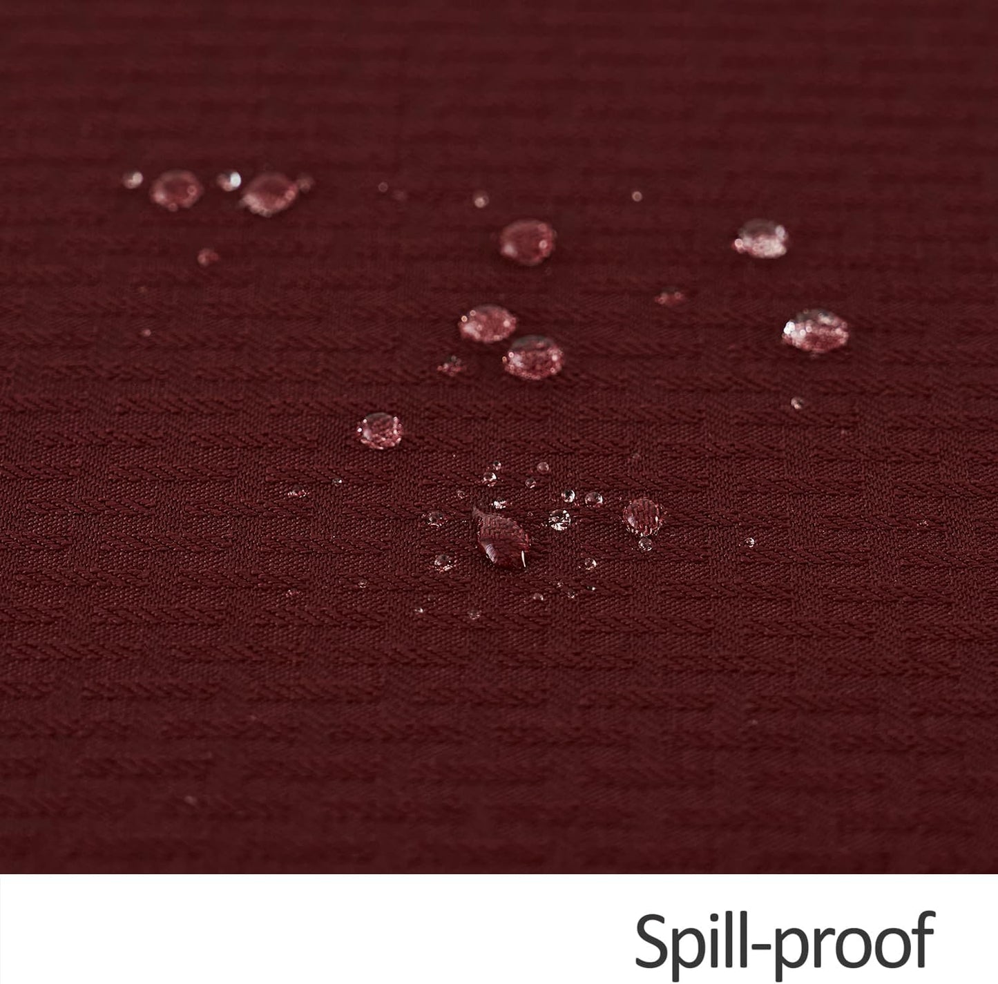 maxmill Round Weaved Texture Design Tablecloth Spill-Proof Wrinkle Free Soft Washable Table Cloth for Circular Table Cover, for Dining Room Buffet Banquet Parties Holiday Dinner, 70 Inch Burgundy