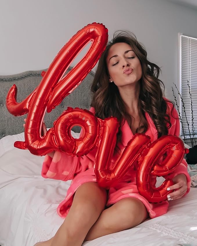5 Pcs Pink Heart Shaped Balloons Pink Love Valentine Balloons for Valentines Day Bridal Shower Wedding Party Decorations