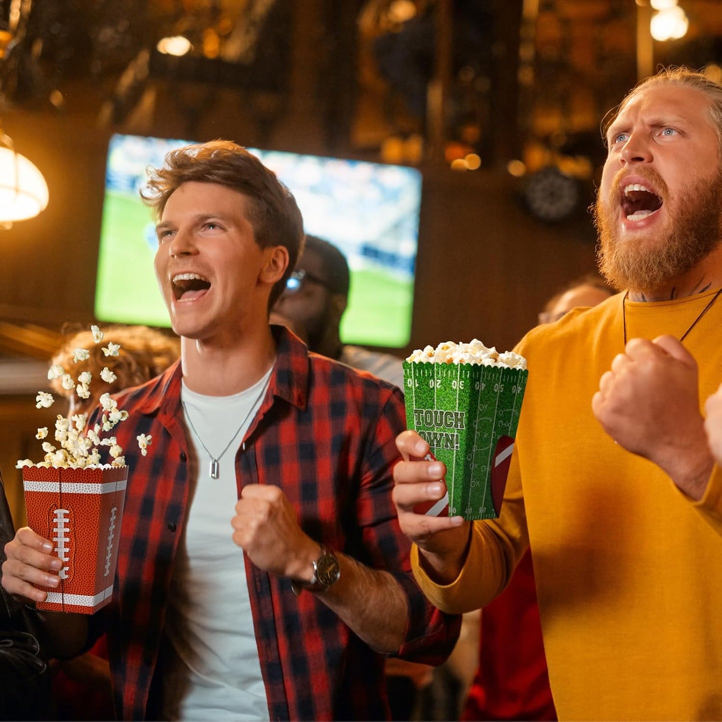 Football Party Supplies Kit for 24 - Popcorn Boxes,Popcorn Buckets for Birthday, Tailgate Celebrations | Football Party Favors & Decorations Set