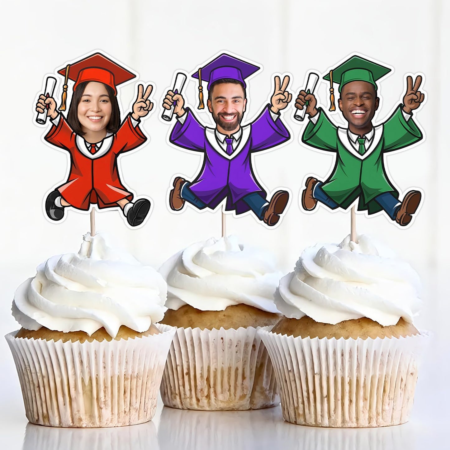 Graduation Cupcake Toppers 2025 - Personalized Graduation Cake Topper Class Of 2025, Custom Photo Christmas Decorations, Congrats Grad Party Supplies Unique Gifts