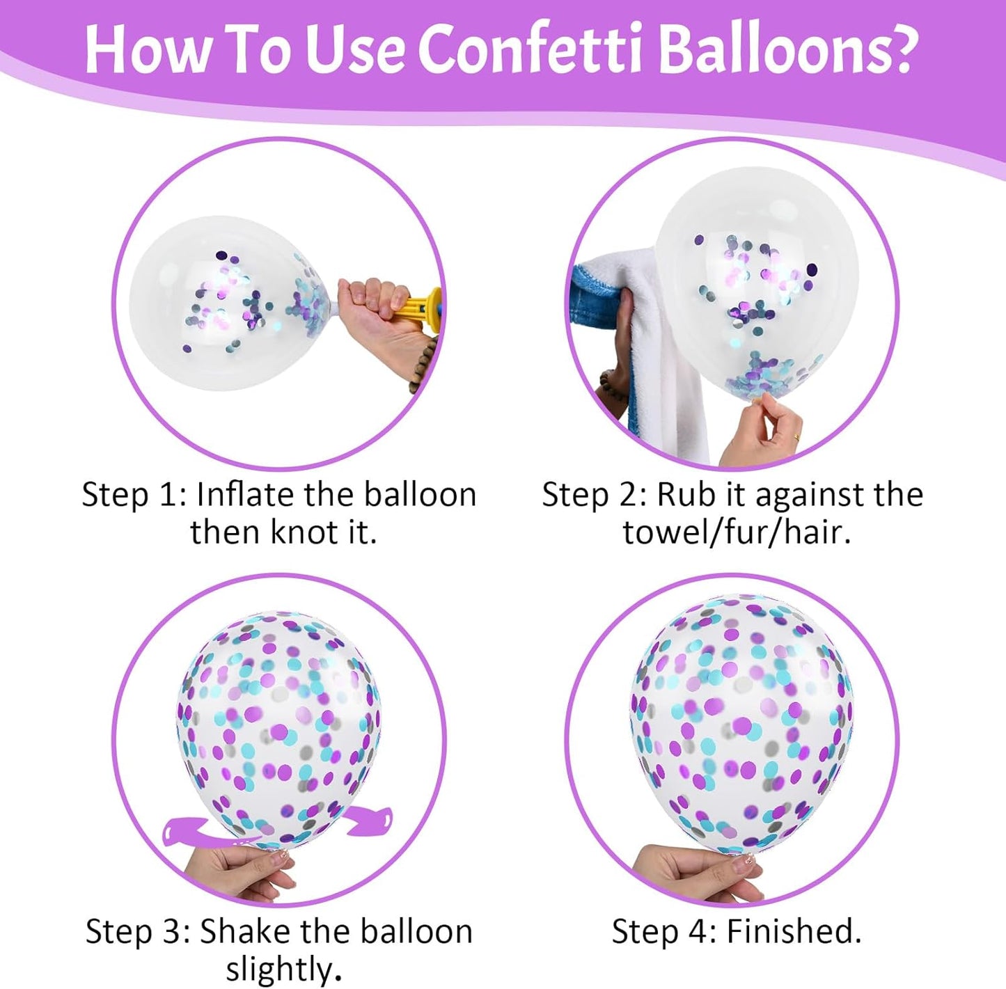 Mermaid Balloon Set 12 inch Purple Pink Teal Blue Latex Balloons with Confetti Teal Blue Purple Light Pink Latex Balloon for Girls Mermaid Under The Sea Birthday Baby Shower Party Decorations