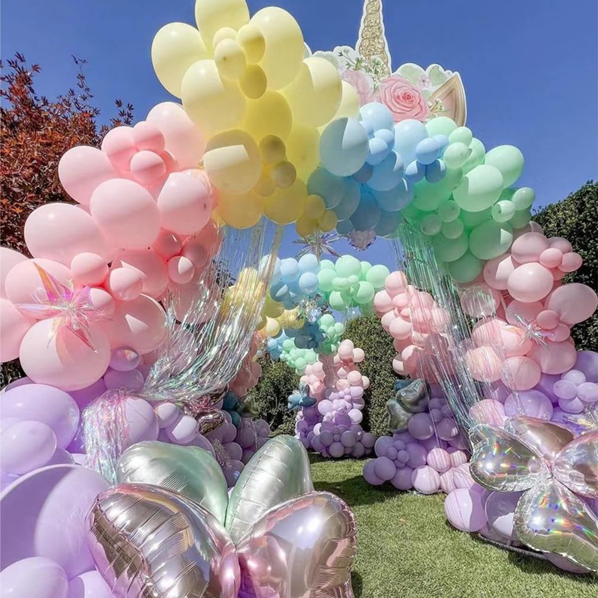 Pastel Balloon Garland Arch Kit 146Pcs Macaron Pink Blue White Yellow Latex Balloons Different Sizes 18 12 10 5 Inch for Gender Reveal Baby Shower Wedding Birthday Party Decoration