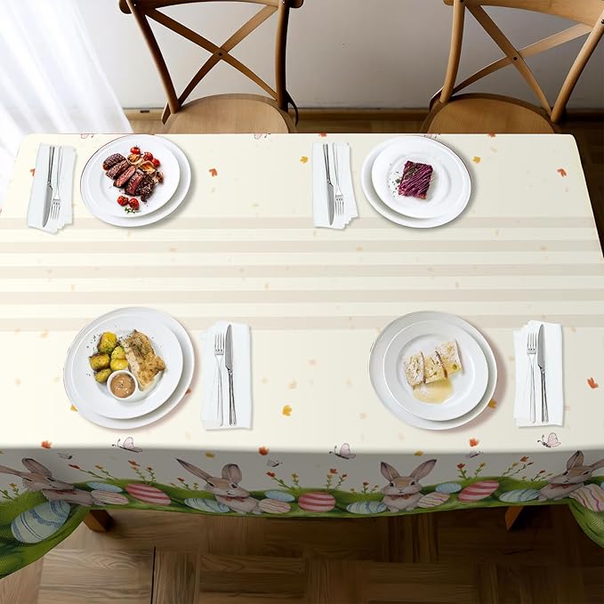 Childom 3 Pack Easter Decorations Easter Tablecloths Disposable Plastic Tablecloths 54"x108" Bunny Table Cloths Rectangle Tables for Party Supplies,Holiday Table Covers for Home Dinner Outdoor Picnic