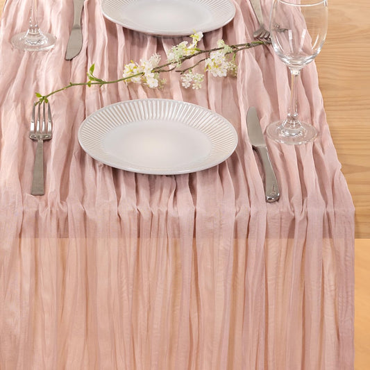 MLMC 12 Pack Dusty Pink Cheesecloth Table Runner 10ft Rustic Gauze Cheese Cloth Fall Table Runner Bulk 35x120 Inches for Romantic Wedding Bridal Baby Shower Anniversary Party Decor