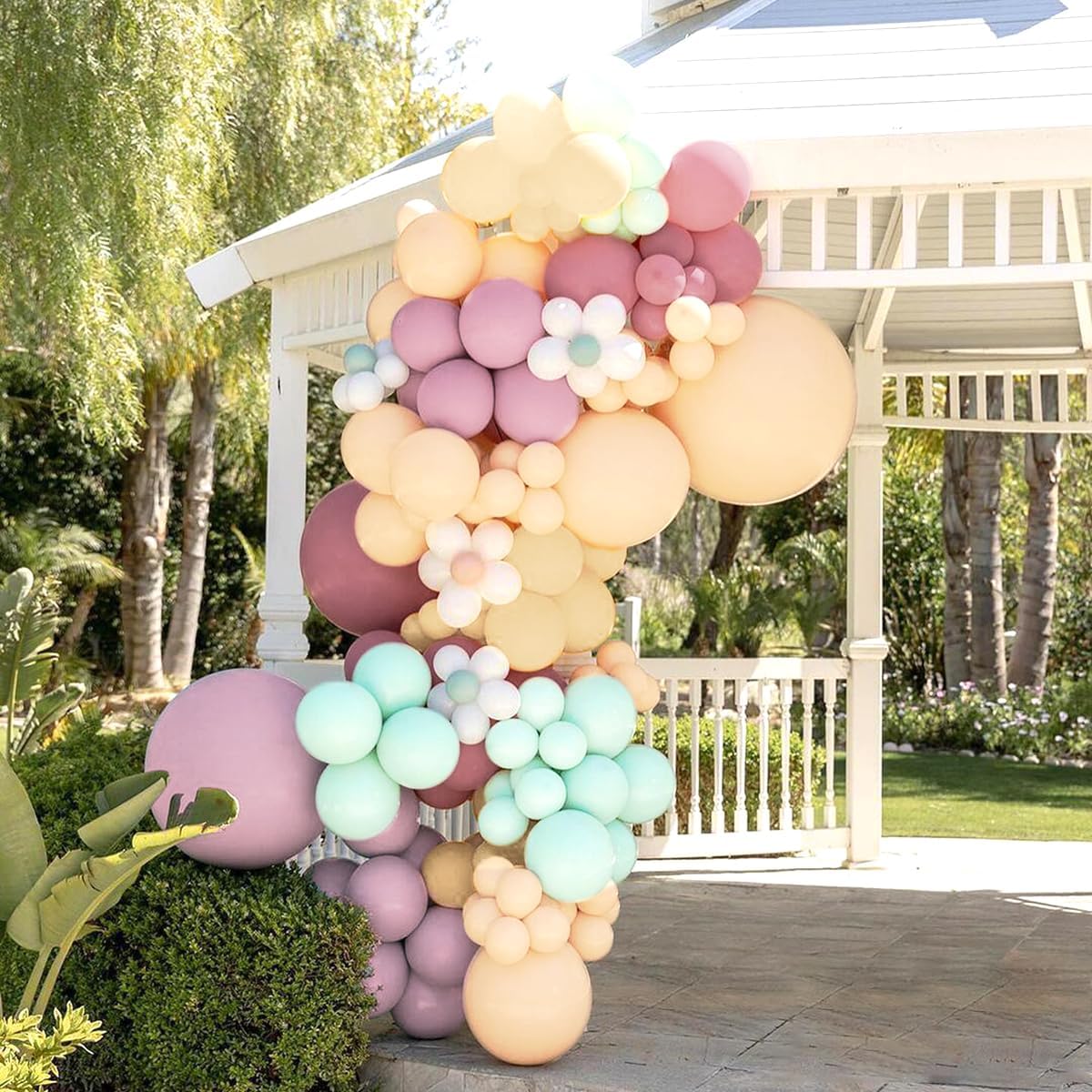 Dusty Purple Green Nude Balloon Garland Arch Kit, 160Pcs Boho Blush Pastel Green Light Brown Balloons for Baby Shower Birthday Wedding Wildflower Party Decoration