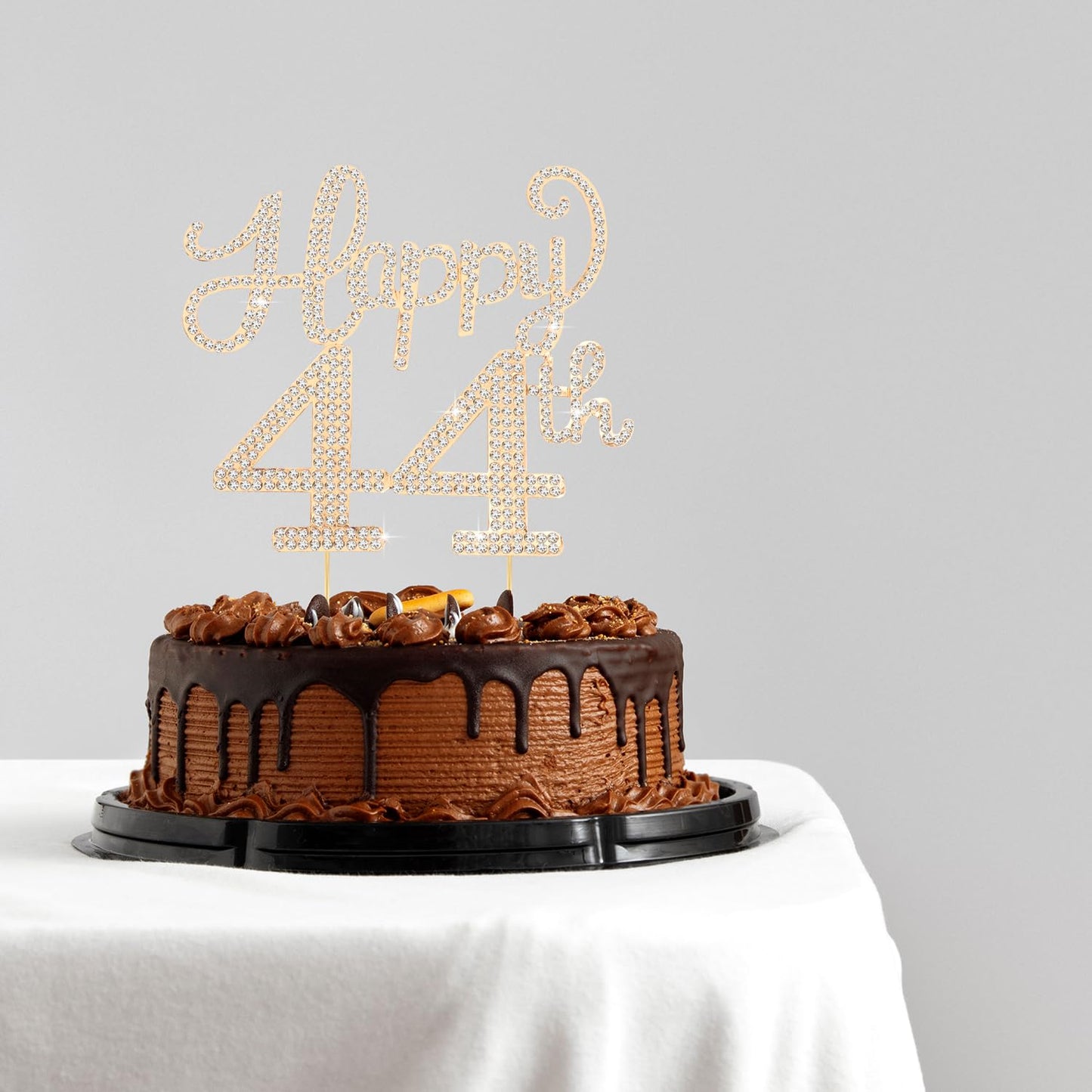 Happy 44th Birthday Decorations,44th Birthday Gold Rhinestone Cake Topper - Cheers to 44 Years Old Bday Party Metal Sparkly Cake Centerpieces Sign.