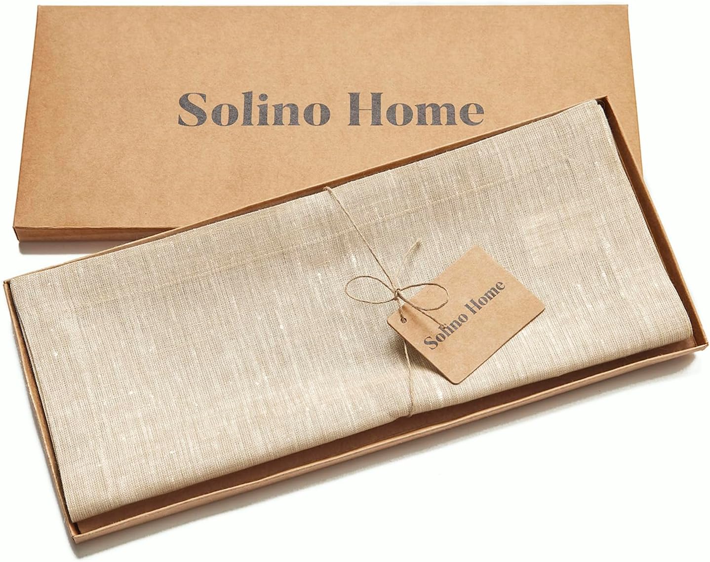 Solino Home Linen Champagne Beige Table Runner 156 Inches Long - Athena, 100% Pure Linen Dining Table Runner 14 x 156 Inch for Fall, Autumn, Thanksgiving, Holiday