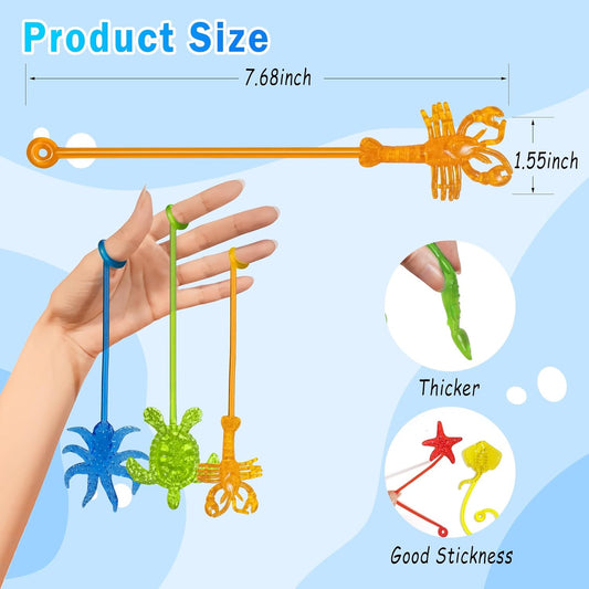 Sticky Hands Bulk 42PCS Ocean Animal Party Favors for Kids Stretchy Sticky Hand Fidget Toys Goodie Bag Stuffers Treasure Box Toys for Classroom Prizes Birthday Party Supplies Easter Egg Fillers