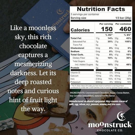 Moonstruck Chocolate Dark Chocolate Bar, 68% Cacao, 3.0oz (Pack of 4)