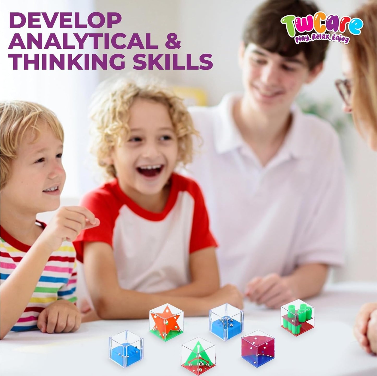 Brain Teaser Puzzle Cubes Party Favors for ADHD Autism Kids Adults 24 Pack Fidget Toy Set Gifts Mini Games Stress Relief Stocking Stuffers Bulk Goodie Bag Filler Treasure Box Classroom Prizes School