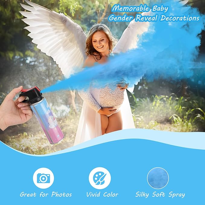 QIYVLOS Gender Reveal Smoke Bombs, Biodegradable Confetti, Boy or Girl Baby Shower Party Supplies (2 Blue)