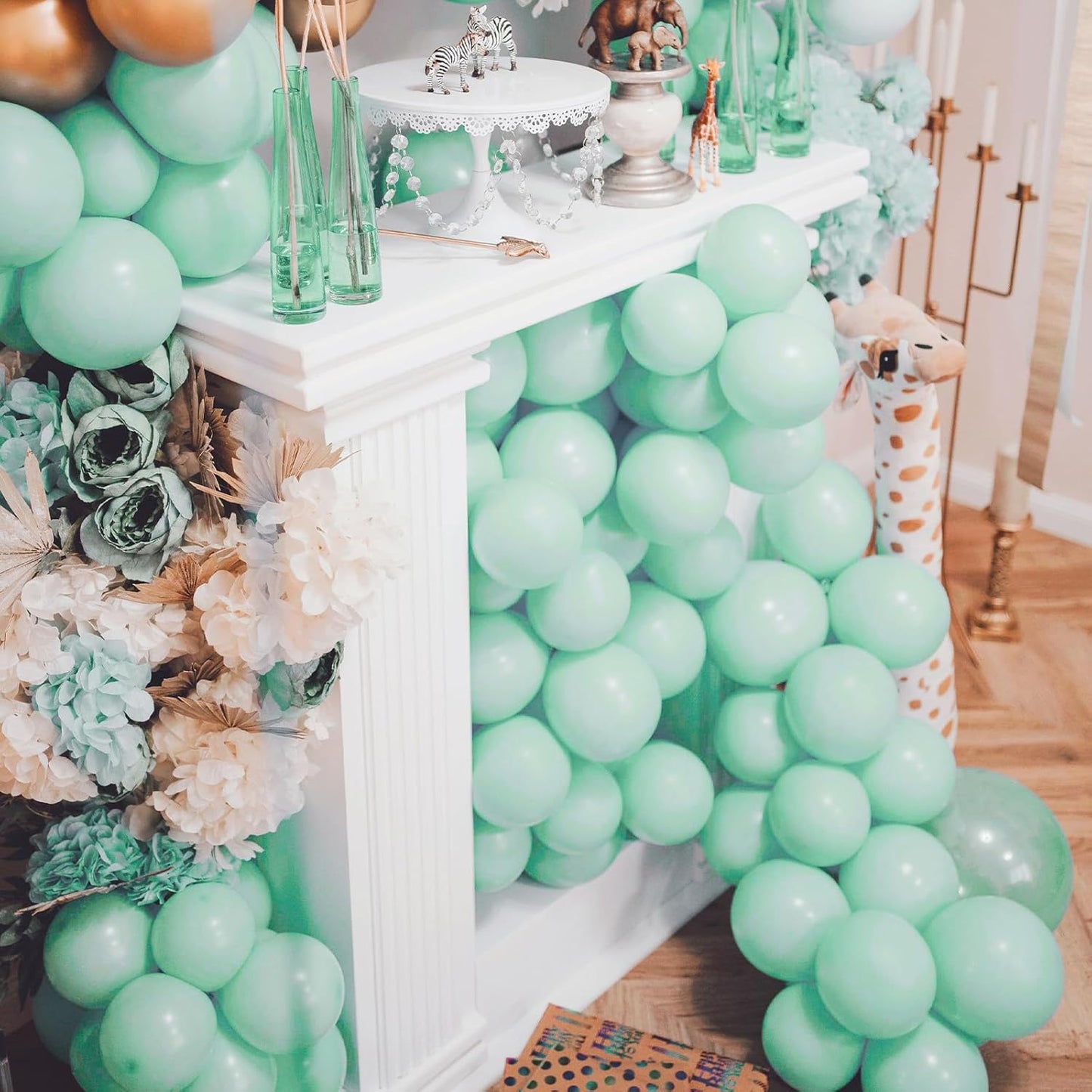 PartyWoo Mint Balloons, 100 pcs Pastel Teal Different Sizes Pack of 36 Inch 18 Inch 12 Inch 10 Inch 5 Inch Pastel Turquoise for Balloon Garland or Arch as Party Decorations, Mint-Q03