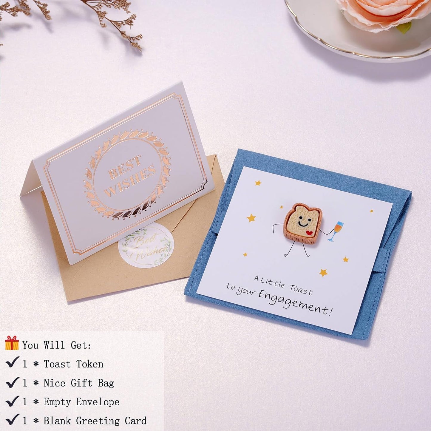 Ralukiia Engagement Gifts for Couples, Little Toast Token, Engaged Gifts Ideas for Future Mr and Mrs Women Men, Betrothal Present for Newly Engaged Couples, Just Engageds Gift, Engagement Party Gift