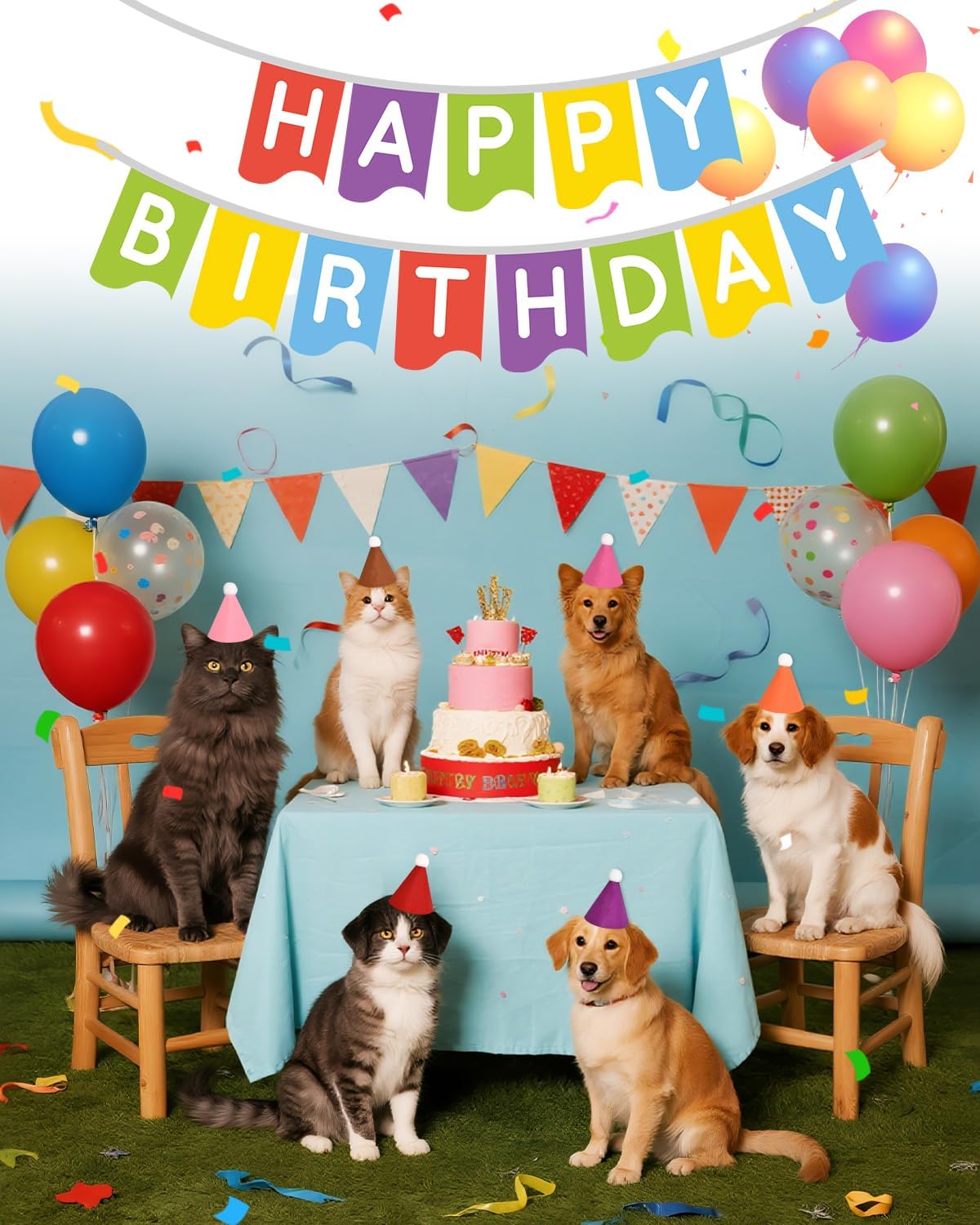 16Pcs Mini Birthday Party Hats for Stuffed Animals, Felt Small Party Hats, Reusable Party Animal Decorations,Cat Birthday Hat