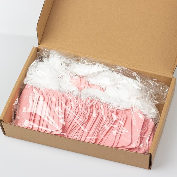 Hang Tags with String Attached,Pack of 500 Price Tags (2.75"x1.57",Pink)