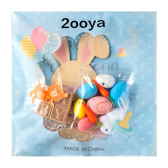 14Pcs Easter Pregnancy Announcement Set - Coming Soon Baby Announcement Props Ideas Include Easter Funny Bunny Shape Wooden Sign Wood Blocks Pregnancy Reveal Ideas for Grandparents Dad Husband Family