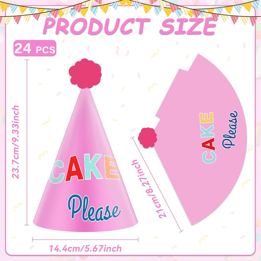 24PCS Colorful Party Hats for Happy Birthday Party Supplies Rainbow Themed Party Cone Hats Colorful Paper Hats Party Decorations for Kids and Adults Birthday Baby Shower Bridal Shower Party Favor