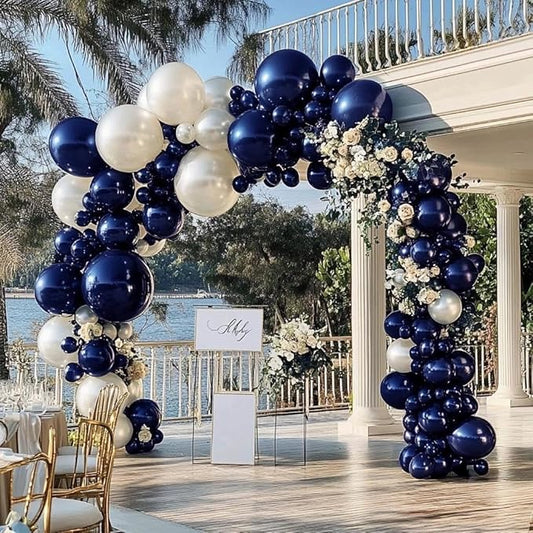 Navy Blue Balloons Double Stuffed Dark Royal Blue Balloon Garland Different Sizes 18/12/5in Pearl Balloon Arch Kit for Graduation Wedding Birthday Baby Shower Valentine Father's Day Party Decorations