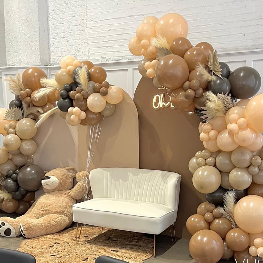Brown Balloons Blush Dark Brown Balloon, 50pcs 12 Inch Neutral Balloons Retro Coffee Brown Apricot Sand White Latex Balloon for Thanksgiving Wedding Birthday Theme Party Decorations