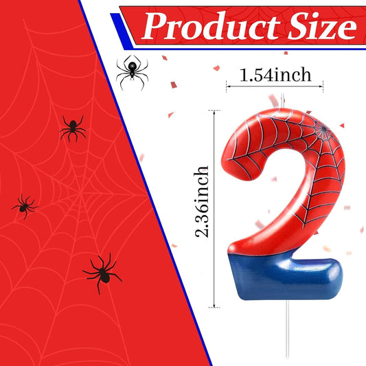 Spider Themed Birthday Candle Number 2 Candle Birthday Cake Candles Party Decoration Cake Topper for Spider Party Decoration Theme Party Supplies (Number 2)