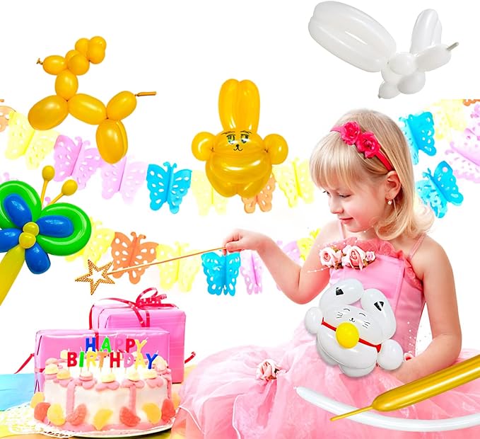 White 260 Long Balloons 100 Pack White Modeling Long Magic Balloons Thickening Latex Twisting DIY Animal Balloon for Birthday Wedding Christmas Festival Party Decoration (white balloon)