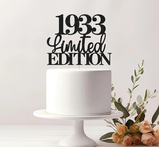 Limited EDITION 1933 Cake Topper - Black Glitter Happy 92nd Birthday Party Cake Decoration Supplies, Cheer to 92 Years Cake Bunting Decor for 92nd Birthday Party Photo Booth Props