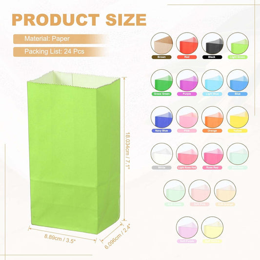 PATIKIL Party Favor Bag, 24 Pcs 3.5x2.4x7.1 Inch Mini Paper Candy Bags Gift Treat Celebration Halloween Goody Birthday Wedding Party with Stickers, Light Green
