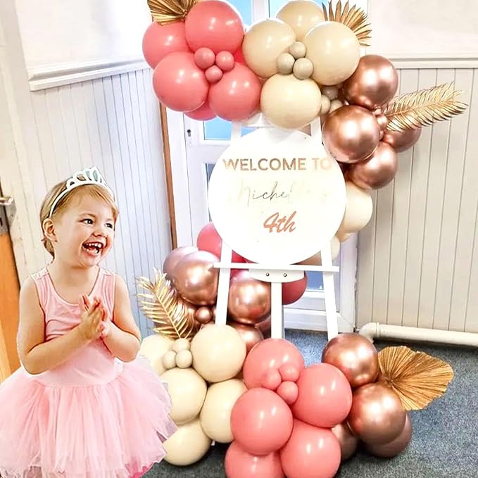 Dusty Pink Balloons Set 60Pcs – Blush Pink, Ivory, Rose Gold & Nude Latex Balloons for Party Decor