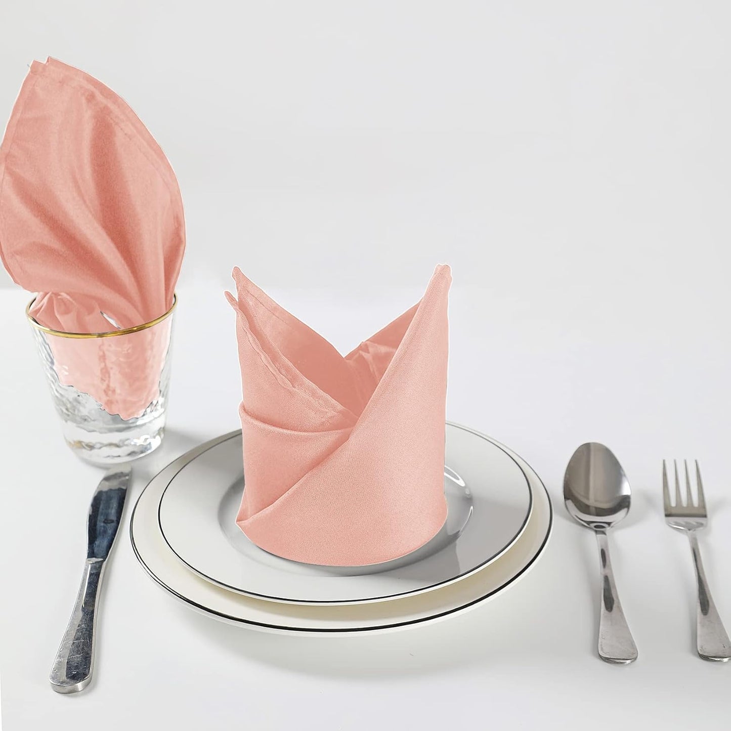 Cloth Napkins 20x20 inch Washable Polyester Dinner Napkins Soft Table Napkins for Wedding Party Dining Banquet(Dusty Pink,50PCS)