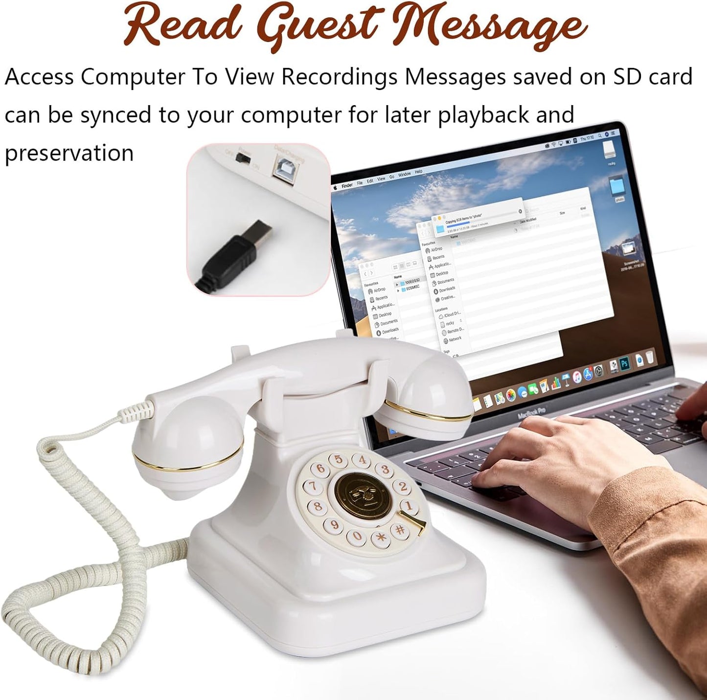 Audio Guest Book Wedding Phone, Retro Audio Phone Guestbook with Clear Voice Recording for Wedding Reception, Bridal Shower, Birthday, Baby Shower, Anniversary, Engagement