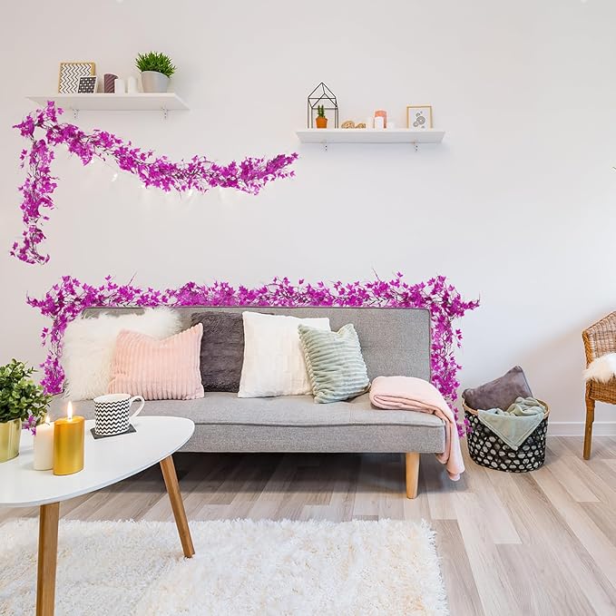 Artificial Garlands Leaf Garland Artificial Ivy Vines Fausse Plante Decorative Room Decor Vines Green Vines ivy Garland for Decor for Wall House Room Patio Indoor Outdoor Home Dorm Decor(Pure Fuchsia)