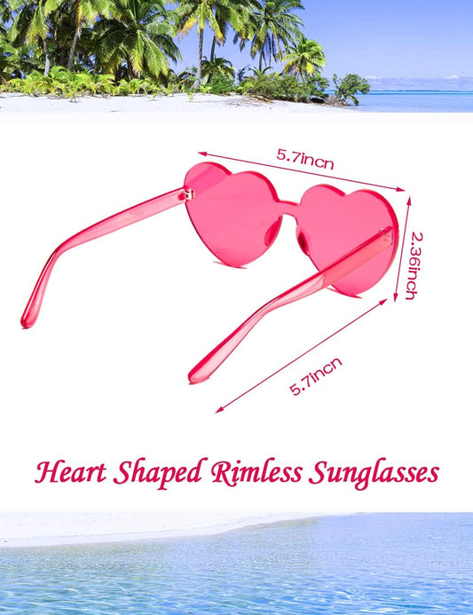 Heart Shaped Rimless Sunglasses 12Pack, Bachelor Party Cool Colorful Funky Sunglasses