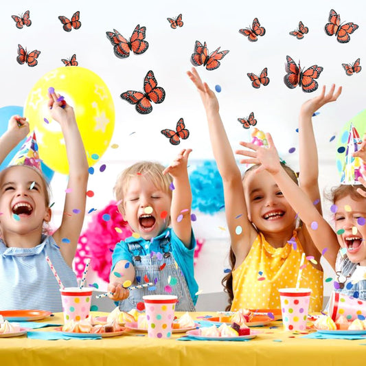SAOROPEB 3D Butterfly Wall Decor, 24 Pcs Double Layer Butterfly Decorations for Party Decorations Locker Decor Refrigerator Decal, Reusable (Monarch)