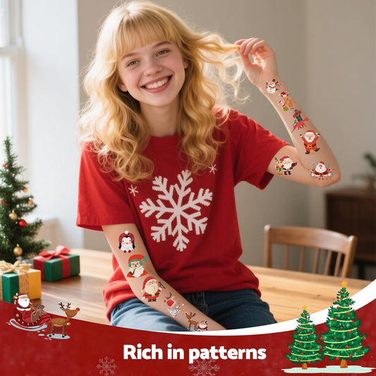 Christmas Temporary Tattoos for Kids - 20 Sheets Unique Non Repetitive Designs Christmas Stocking Stuffers for Boys and Girls,Xmas Decorations Supplies Christmas Party Favor for Kids 120+