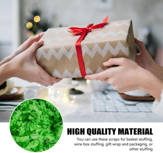 ZEBMOON 1 LB Green Crinkle Cut Paper Shred Filler Great for Gift Wrapping, Basket Filling, Birthday, Wedding, Halloween, Thanksgiving, Christmas Day, New Year Party Decorations Filling Supplies