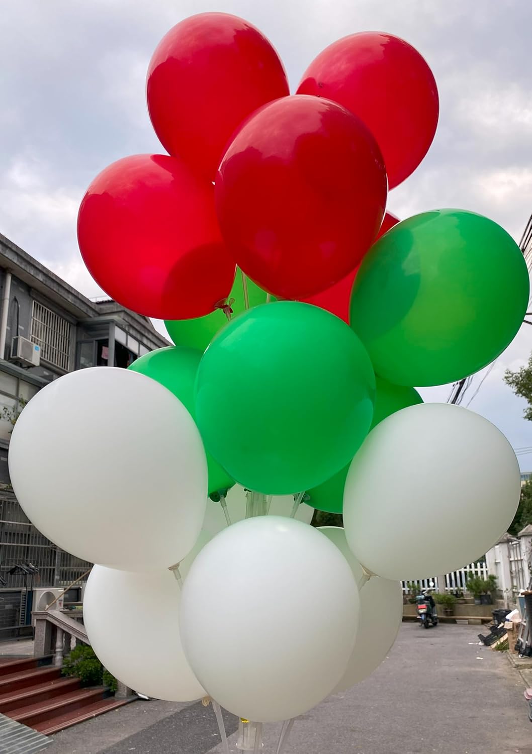 60 Pcs 12-Inch Latex Balloons in Red, Green, and White - Perfect for Christmas, New Year,Graduation, Birthday, Baby Shower, and Party Decorations