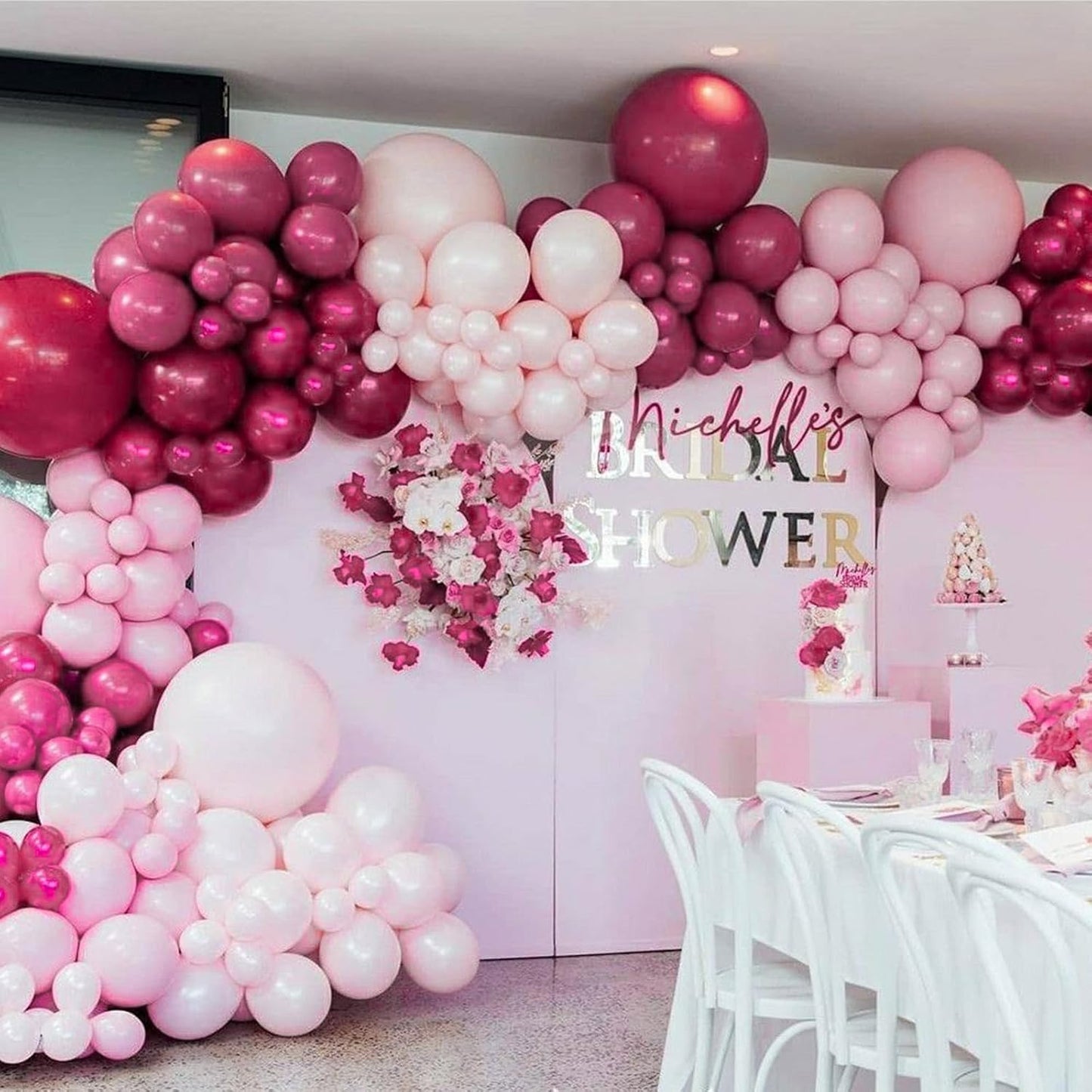 PartyWoo Dusty Pink Balloon Arch Kit Garland 100 pcs Shades of Pink and Dusty Rose Balloons Different Sizes of 18 12 10 5 Inch for Valentine's Day Bridal Shower Wedding Anniversary Party Decorations