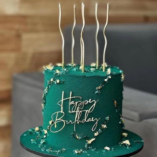 Happy Birthday Cake Topper | Customized Name Cake Decoration |Gold Mirror Acrylic Sign Decorations |Happy Birthday Cake Charm Supplies for Birthday Party Cake Dessert