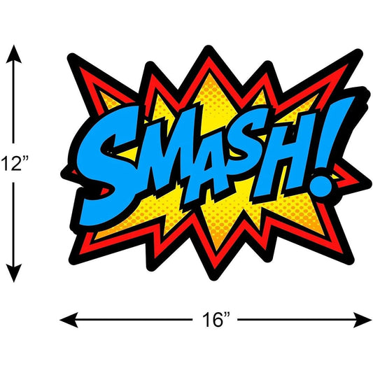 Bigtime Signs 12 Pieces Super Hero Stickers - Superhero Party Decorations for Birthday - Superhero Themed Party Favors - 12"x16" Sound Effect Signs for Kids - Boom Pow Sign and Decorations