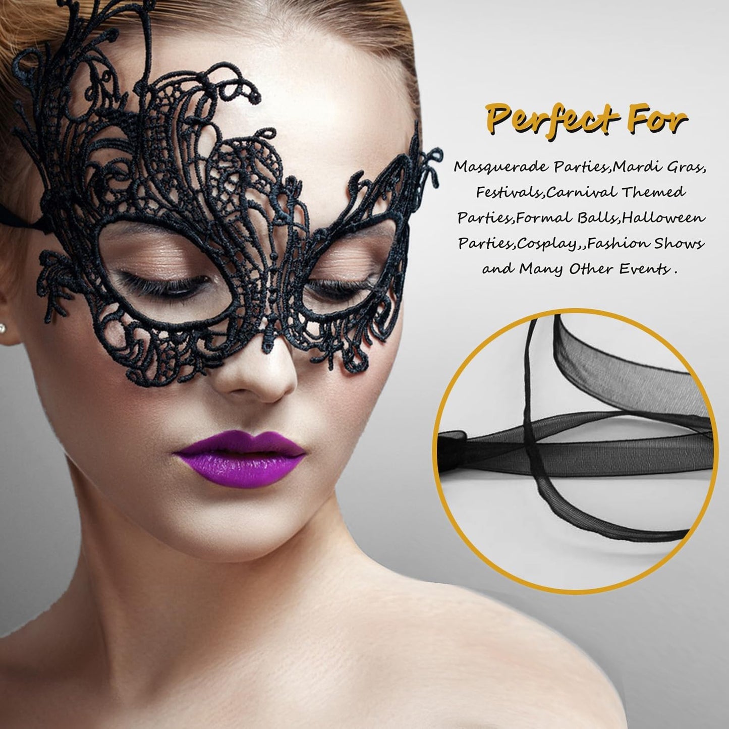Masquerade Mask for Women Lace Masks for Venetian Party Costume Halloween Carnival