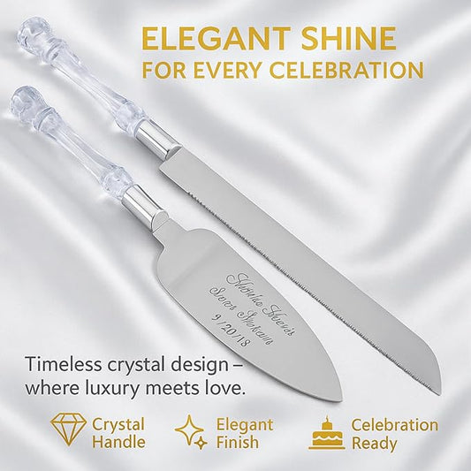 GIFTS INFINITY Personalized Wedding Cake Knife and Server Set with Engraving – Mis Quince Anos, Keepsake Gift for Wedding, Anniversary, Reception, Birthday & Other Occasions (CT-101)