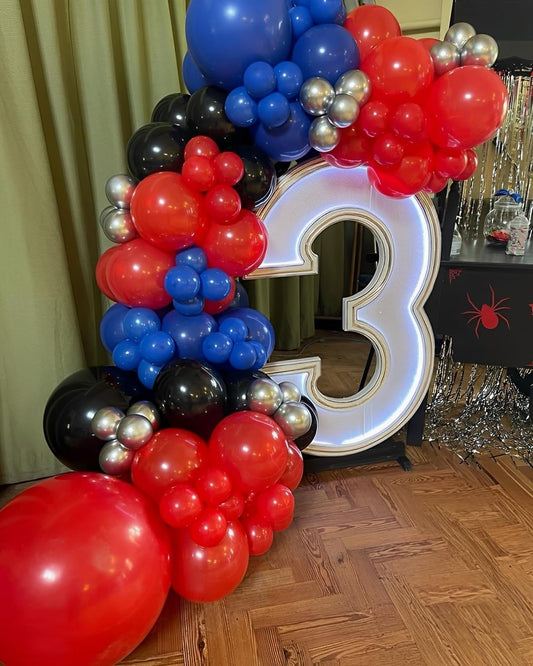 Black Red Blue Balloons, 50pcs 12 Inch Black Red Blue Silver Latex Balloons for Birthday Graduation Party Decorations
