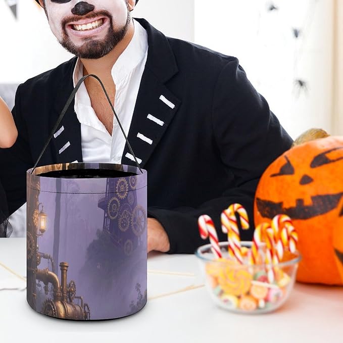Halloween Candy Bucket - Gothic Fog Forest Trick Or Treat Candy Bag, Gift Bag for Party Favor Supplies
