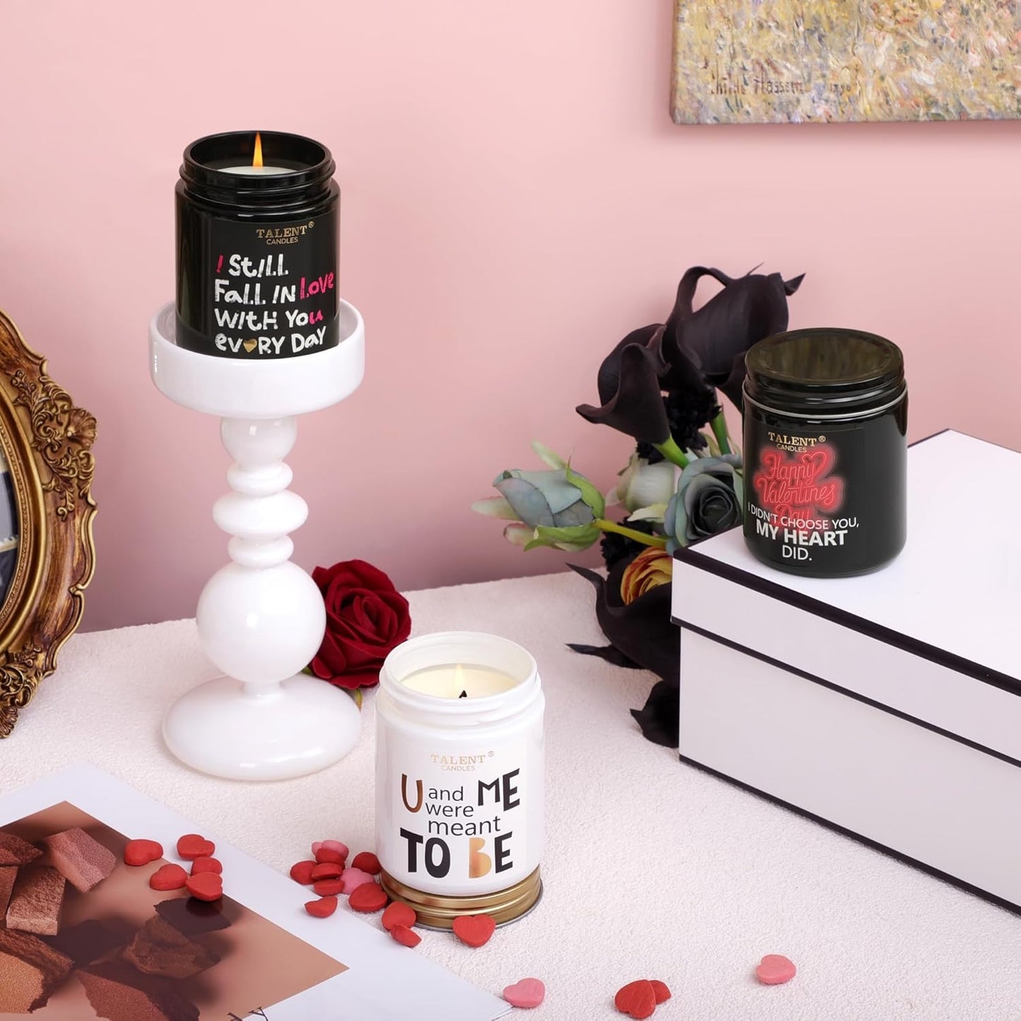 Anniversary Candle Gifts | Natural Soy Candle for Men Women Birthday | Ideal Gift for Christmas Valentine's Day | Sweet Peach & Rose Scented Candles